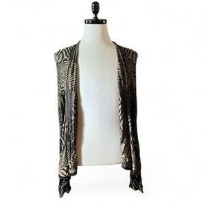 ZOZO Zebra Print Open Front Cardigan Sweater‎ Lightweight Womens L Grunge